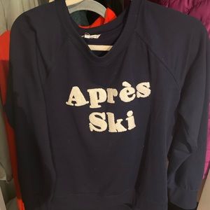 Apres Ski Navy Fleece Lined Sweater size L